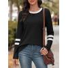 imageATHMILE Womens Long Sleeve Shirts Color Block Casual Crewneck Tops Tshirt Basic Tee Fall Fashion Clothes Trendy Outfits 2025Black