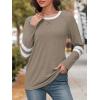 imageATHMILE Womens Long Sleeve Shirts Color Block Casual Crewneck Tops Tshirt Basic Tee Fall Fashion Clothes Trendy Outfits 2025Coffee Grey