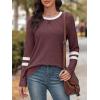 imageATHMILE Womens Long Sleeve Shirts Color Block Casual Crewneck Tops Tshirt Basic Tee Fall Fashion Clothes Trendy Outfits 2025Winered