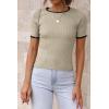imageATHMILE Womens Ribbed Knit T Shirt Casual Crewneck Tops Short SleeveLong Sleeve Sweaters Slim Fit Basic TeesAlmondblackshort Sleeve