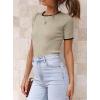 imageATHMILE Womens Ribbed Knit T Shirt Casual Crewneck Tops Short SleeveLong Sleeve Sweaters Slim Fit Basic TeesAlmondblackshort Sleeve