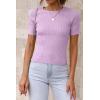 imageATHMILE Womens Ribbed Knit T Shirt Casual Crewneck Tops Short SleeveLong Sleeve Sweaters Slim Fit Basic TeesPurpleshort Sleeve