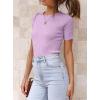imageATHMILE Womens Ribbed Knit T Shirt Casual Crewneck Tops Short SleeveLong Sleeve Sweaters Slim Fit Basic TeesPurpleshort Sleeve