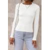 imageATHMILE Womens Ribbed Knit T Shirt Casual Crewneck Tops Short SleeveLong Sleeve Sweaters Slim Fit Basic TeesWhite
