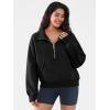 imageATHMILE Womens Sweatshirts Half Zip Cropped Pullover Fleece Quarter Zipper Hoodies 2025 Fall Fashion Outfits ClothesBlack