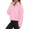 imageATHMILE Womens Sweatshirts Half Zip Cropped Pullover Fleece Quarter Zipper Hoodies Fall outfits Clothes Thumb HolePink