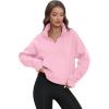 imageATHMILE Womens Sweatshirts Half Zip Cropped Pullover Fleece Quarter Zipper Hoodies Fall outfits Clothes Thumb HolePink