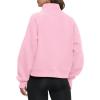 imageATHMILE Womens Sweatshirts Half Zip Cropped Pullover Fleece Quarter Zipper Hoodies Fall outfits Clothes Thumb HolePink