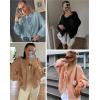 imageATHMILE Womens Tie Front Bow Cardigan Sweaters Chunky Knit Long Puff Sleeve Trendy Fall Winter Jacket Coats 2025Sky Blue