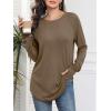 imageATHMILE Womens Tunic Tops to Wear with Leggings Fall Long Sleeve Thumb Hole Shirts Crew Neck Curved Hem Fashion Clothes 2025Coffee