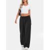 imageATHMILE Womens Wide Leg Sweatpants High Waisted Baggy Interior Drawstring Joggers Straight Leg Sweat Pants with PocketsBlack