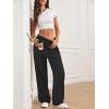 imageATHMILE Womens Wide Leg Sweatpants High Waisted Baggy Interior Drawstring Joggers Straight Leg Sweat Pants with PocketsBlack