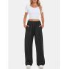 imageATHMILE Womens Wide Leg Sweatpants High Waisted Baggy Interior Drawstring Joggers Straight Leg Sweat Pants with PocketsBlack
