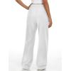 imageATHMILE Womens Wide Leg Sweatpants High Waisted Baggy Interior Drawstring Joggers Straight Leg Sweat Pants with PocketsWhite