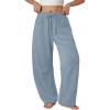 imageATHMILE Barrel Sweatpants Women Fall Fashion Wide Leg Pants 2025 Baggy Lounge Comfy Flowy Sweat Pants with PocketsDusty Blue