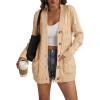 imageATHMILE Cardigan Sweaters for Women Fashion Chunky Cardigans 2025 Fall Outfits Womens Long Sleeve Cable Knit Button CoatsApricot