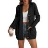 imageATHMILE Cardigan Sweaters for Women Fashion Chunky Cardigans 2025 Fall Outfits Womens Long Sleeve Cable Knit Button CoatsBlack