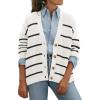 imageATHMILE Oversized Cardigan Sweaters for Women Lightweight Button VNeck Casual Open Front Knit Fall Outfits 2025Striped White