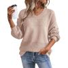 imageATHMILE Sweaters for Women Fall Outfits Oversized Long Sleeve V Neck Crochet Sweaters Lightweight Knit Pullover JumperDusty Pink