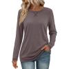 imageATHMILE Womens Long Sleeve Shirts Casual Loose Fit Tops Fall Fashion Outfits Dressy Basic Trendy Blouses ClothesGrey Purple