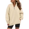 imageATHMILE Womens Oversized Sweatshirts Fall Fashion Hoodies Half Zip Fleece Pullover Long Sleeve Y2K Clothes with Side PocketsApricot