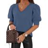 imageATHMILE Womens Puff Short Sleeve Sweater Tops 2025 Spring Summer Fall Trendy Casual T Shirts BlousesBblue