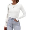 imageATHMILE Womens Ribbed Knit T Shirt Casual Crewneck Tops Short SleeveLong Sleeve Sweaters Slim Fit Basic TeesWhite