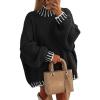 imageATHMILE Womens Sweaters Fall Oversized Pullover Long Sleeve Mock Neck Chunky Knit Jumper Tops Winter Fashion Clothing 2025Black