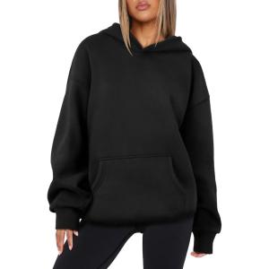 imageATHMILE Womens Oversized Hoodies Fleece Sweatshirts Long Sleeve Sweaters Pullover Fall Clothes with PocketBlack