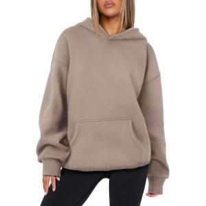 imageATHMILE Womens Oversized Hoodies Fleece Sweatshirts Long Sleeve Sweaters Pullover Fall Clothes with PocketCoffee Grey