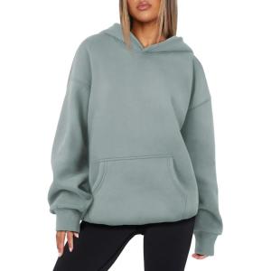 imageATHMILE Womens Oversized Hoodies Fleece Sweatshirts Long Sleeve Sweaters Pullover Fall Clothes with PocketLight Green
