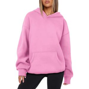imageATHMILE Womens Oversized Hoodies Fleece Sweatshirts Long Sleeve Sweaters Pullover Fall Clothes with PocketPink