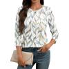 imageATHMILE 34 Length Sleeve Womens Tunic Tops Round Neck Casual Basic Pleated Shirts Loose Fit 2025Colorful Leaf