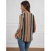 imageATHMILE 34 Length Sleeve Womens Tunic Tops Round Neck Casual Basic Pleated Shirts Loose Fit 2025Khaki Stripe