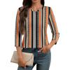 imageATHMILE 34 Length Sleeve Womens Tunic Tops Round Neck Casual Basic Pleated Shirts Loose Fit 2025Khaki Stripe