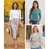 imageATHMILE 34 Length Sleeve Womens Tunic Tops Round Neck Casual Basic Pleated Shirts Loose Fit 2025White Floral
