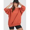 imageATHMILE Oversized Sweatshirt for Women Crewneck Fleece Long Sleeve Pullover Hoodies Tops Fall Fashion Outfits Clothes 2025Orange Red