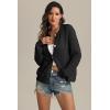 imageATHMILE Womens Cardigan Sweaters Casual Long Sleeve Button Down Crewneck Casual Knit Cropped Fall Winter Jackets ClothesBlack
