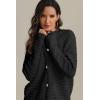imageATHMILE Womens Cardigan Sweaters Casual Long Sleeve Button Down Crewneck Casual Knit Cropped Fall Winter Jackets ClothesBlack