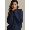 imageATHMILE Womens Cardigan Sweaters Casual Long Sleeve Button Down Crewneck Casual Knit Cropped Fall Winter Jackets ClothesDark Blue