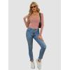 imageATHMILE Womens Long Sleeve Henley T Shirts Button Down Slim Fit Tops Scoop Neck Ribbed Knit Shirts Pink