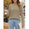 imageATHMILE Womens Long Sleeve Shirts Pleated Business Casual Basic Tunic Tops Fall Tees ClothesKhaki