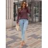 imageATHMILE Womens Long Sleeve Shirts Pleated Business Casual Basic Tunic Tops Fall Tees ClothesWine Red