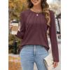 imageATHMILE Womens Long Sleeve Shirts Pleated Business Casual Basic Tunic Tops Fall Tees ClothesWine Red