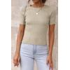 imageATHMILE Womens Ribbed Knit T Shirt Casual Crewneck Tops Short SleeveLong Sleeve Sweaters Slim Fit Basic TeesAlmondshort Sleeve