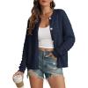 imageATHMILE Womens Cardigan Sweaters Casual Long Sleeve Button Down Crewneck Casual Knit Cropped Fall Winter Jackets ClothesDark Blue