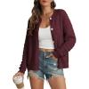 imageATHMILE Womens Cardigan Sweaters Casual Long Sleeve Button Down Crewneck Casual Knit Cropped Fall Winter Jackets ClothesWine Red
