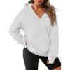 imageATHMILE Oversized Hoodies for Women Fashion V Neck Pullover Sweatshirts with Thumb Hole Y2k Clothes Fall Outfits 2025White