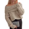 imageATHMILE Womens Off The Shoulder Sweaters Oversized Batwing Sleeve Loose Pullover Fall Outfits Winter Fashion Tops 2025Khaki