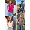 imageATHMILE Short Sleeve V Neck Sweaters Dressy Casual Blouses Lightweight Thin Knit Fashion Shirts Summer Tops for WomenGrey Purple